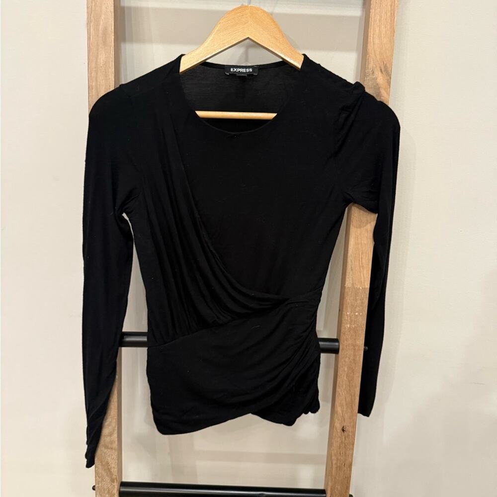 Express Elegant Black Long Sleeve Top